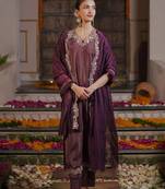 Purple shimmer embroidered salwar kameez