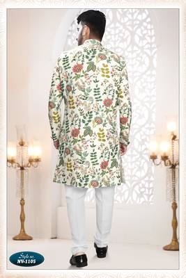 Men's cream linen - kurta set 2