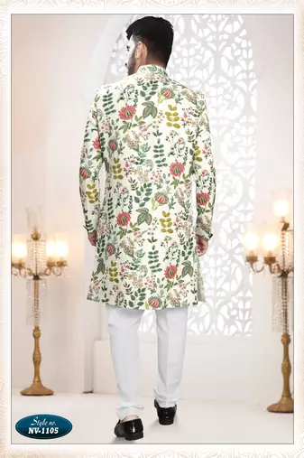 Men's cream linen - kurta set