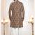 Men's brown linen self print design in fabricSherwani set