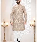 Men's bedge woven jacquard thread embroidery all over  kurta set