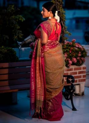 multicolor hand woven linen zari work all seasons sarees 4