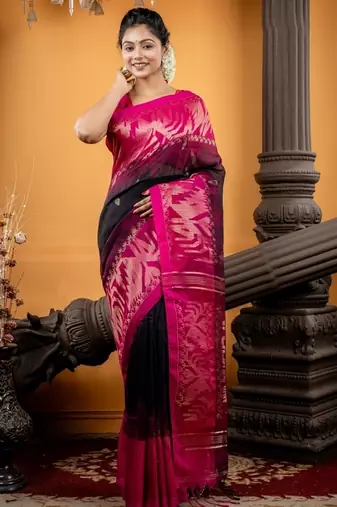 multicolor hand woven linen zari work all seasons sarees