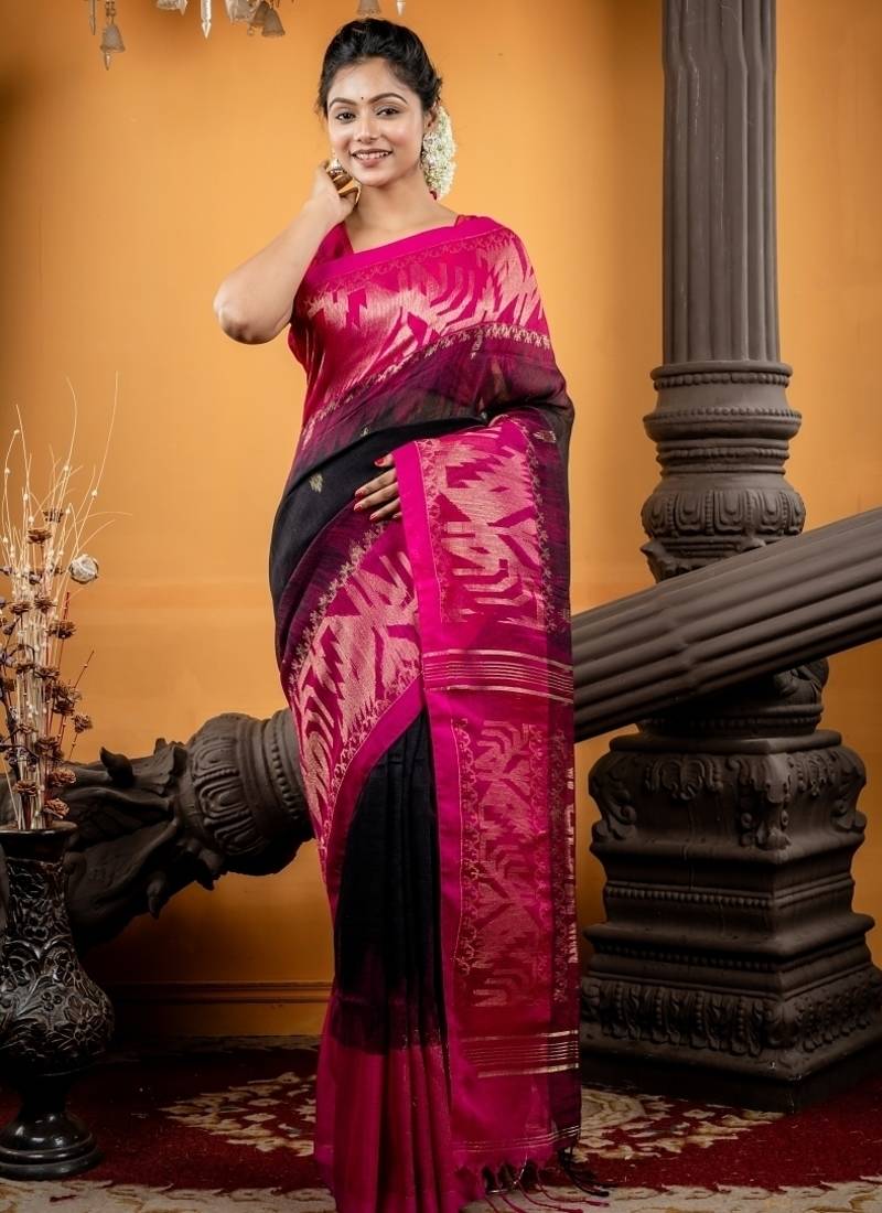 multicolor hand woven linen zari work all seasons sarees