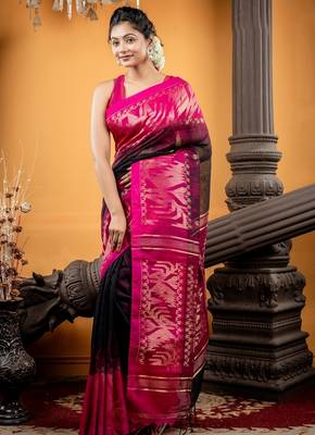multicolor hand woven linen zari work all seasons sarees 3