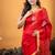 red woven linen zari work all seasons sarees