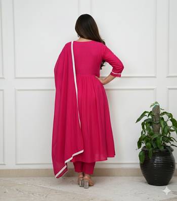 Pink roman silk embroidered embroiderd stitched suit 4