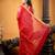 red woven linen zari work all seasons sarees