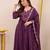 Wine chanderi silk embroidered embroiderd stitched suit