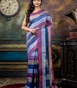 multicolor hand woven linen bengal handloom all seasons sarees