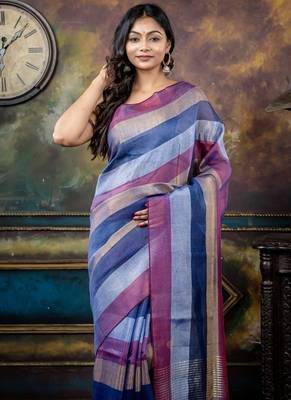 multicolor hand woven linen bengal handloom all seasons sarees 2