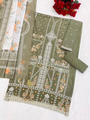 Pista cotton blended embroidered Readymade suit 3