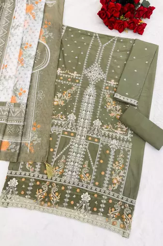 Pista cotton blended embroidered Readymade suit