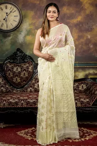 green woven silk blend cotton zari work all seasons sarees