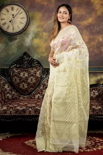 green woven silk blend cotton zari work all seasons sarees