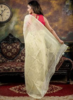 green woven silk blend cotton zari work all seasons sarees 4