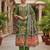 Green chinon printed ethnic ceremonial suit