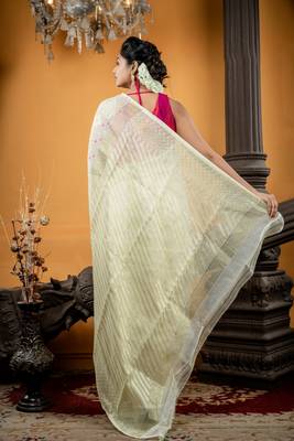 white woven silk blend cotton zari work all seasons sarees 4