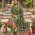 Green chinon printed ethnic ceremonial suit