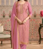 Pink viscose jacquard woven partywear Readymade suit