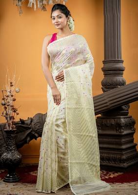white woven silk blend cotton zari work all seasons sarees 2