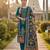 Blue chinon printed ethnic ceremonial suit