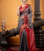 grey woven silk blend cotton zari work all seasons sarees