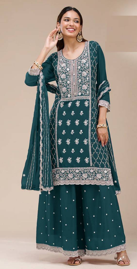 Rama georgette embroidered palazzo suit