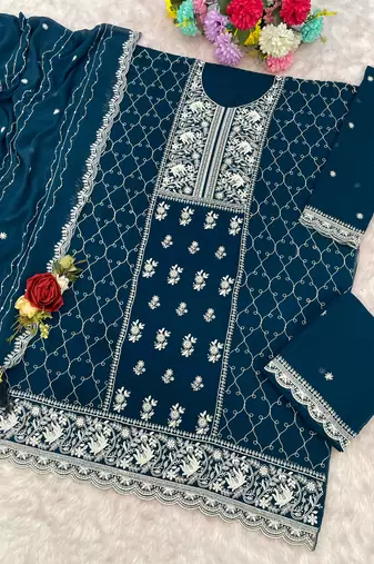 Rama georgette embroidered palazzo suit