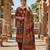 Maroon chinon printed ethnic ceremonial suit
