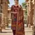 Maroon chinon printed ethnic ceremonial suit