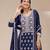 Blue georgette embroidered palazzo suit