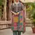 Grey chinon printed ethnic ceremonial suit
