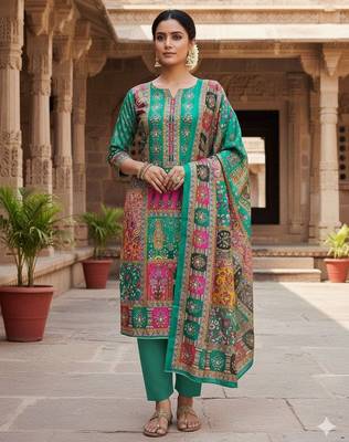 Rama chinon printed ethnic ceremonial suit 1