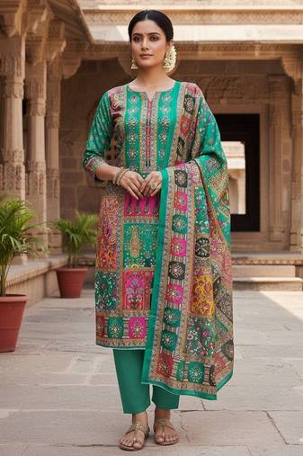 Rama chinon printed ethnic ceremonial suit