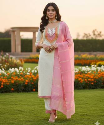 White modal buti woven partywear sawlar kameez 1