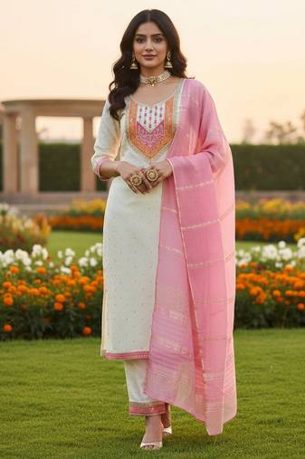 White modal buti woven partywear sawlar kameez