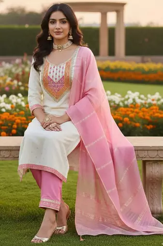 White modal buti woven partywear sawlar kameez