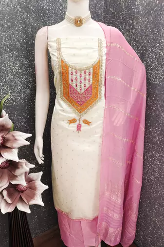 White modal buti woven partywear sawlar kameez