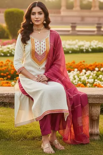 White modal buti woven partywear sawlar kameez