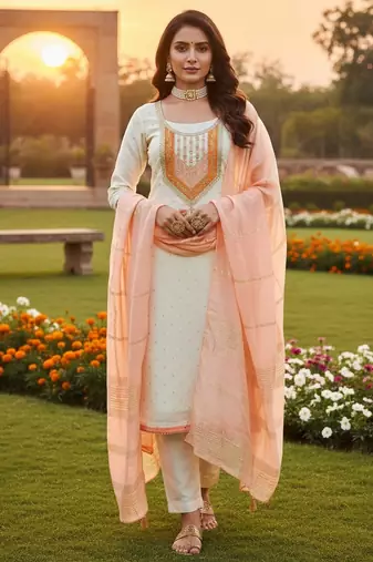 White modal buti woven partywear sawlar kameez