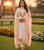 White modal buti woven partywear sawlar kameez