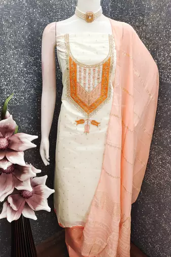 White modal buti woven partywear sawlar kameez