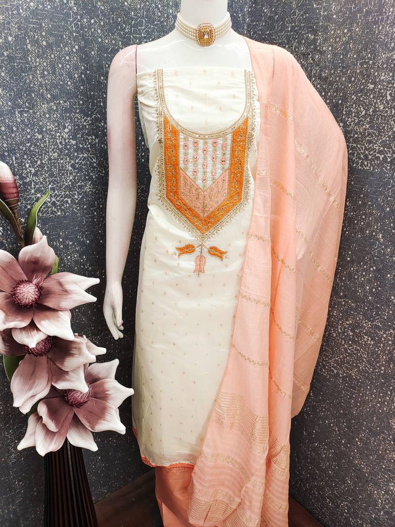 White modal buti woven partywear sawlar kameez