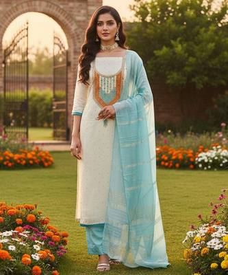 White modal buti woven partywear sawlar kameez 1