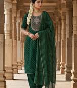 Green modal buti woven partywear sawlar kameez