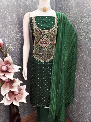 Green modal buti woven partywear sawlar kameez 3