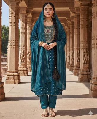 Teal modal buti woven partywear sawlar kameez 1