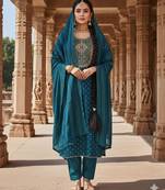 Teal modal buti woven partywear sawlar kameez