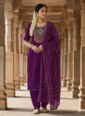 Purple modal buti woven partywear sawlar kameez 1